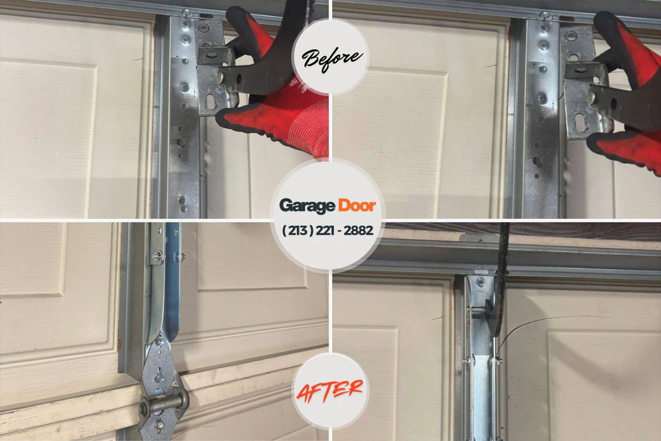 Before and after: garage door repair Wareham Center, MA
